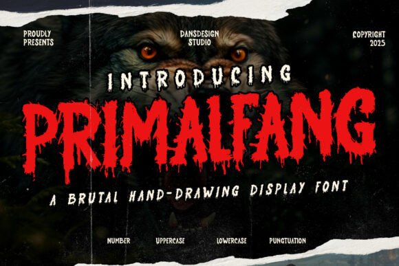 Primalfang: A Brutal Hand-drawn Horror Display Font